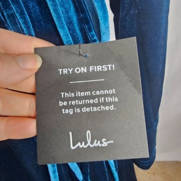 Lulus Jacinda Teal Blue Velvet Wrap Maxi Dress Sz M Renaissance Dark Romance - Picture 5 of 12